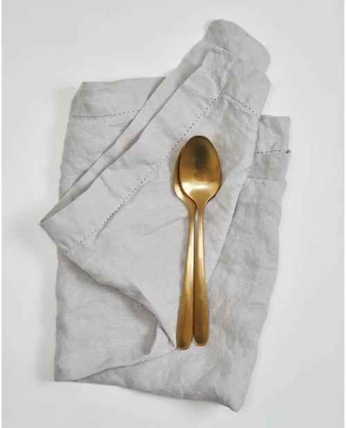 Λινή Πετροπλυμένη Πετσέτα Φαγητού με Αζούρ Porto 50x50cm 50x50cm - 50x50cm - Γκρι απαλό