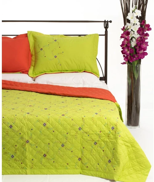 ΚΟΥΒΕΡΛΙ σετ (220cm x 240cm + 2 x 50cm x 70cm) 024 λαχανί της Silk Fashion