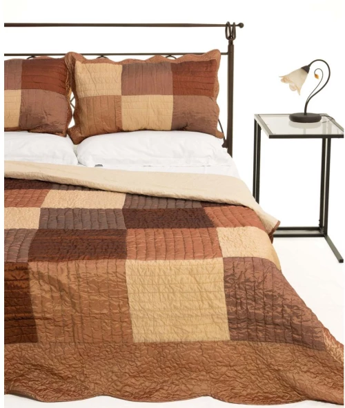 ΚΟΥΒΕΡΛΙ σετ (220cm x 240cm + 2 x 50cm x 70cm) 6155 καφέ της Silk Fashion