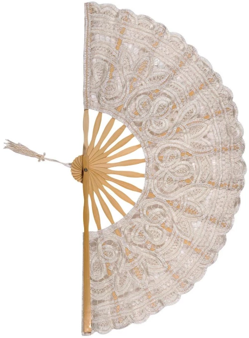 Χειροποίητη βεντάλια (27cm) μπέζ