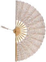 Χειροποίητη βεντάλια (27cm) μπέζ