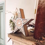 ΞΥΛΙΝΟ ΑΣΤΕΡΙ ΜΕ ΓΚΛΙΤΕΡ 22 x 22 x 4,5 cm   Beauty Home