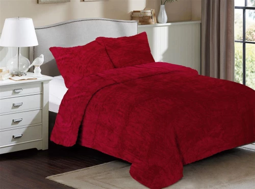 Κουβέρτα Coral Fleece Solid 04 220X240 Bordeaux 100% Polyester - -
