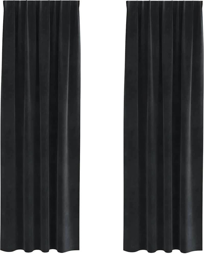 vidaXL Κουρτίνες με κουρτίνες 2 pcs Μαύρο 140 x 245 cm Βελούδο
