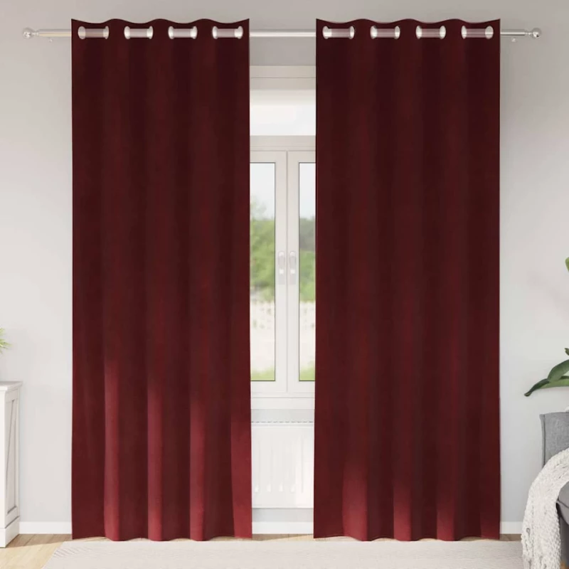 vidaXL Κουρτίνες με κουρτίνες 2 pcs Μπορντό 140 x 225 cm Βελούδο