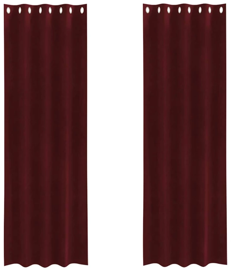 vidaXL Κουρτίνες με κουρτίνες 2 pcs Μπορντό 140 x 225 cm Βελούδο