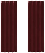 vidaXL Κουρτίνες με κουρτίνες 2 pcs Μπορντό 140 x 225 cm Βελούδο