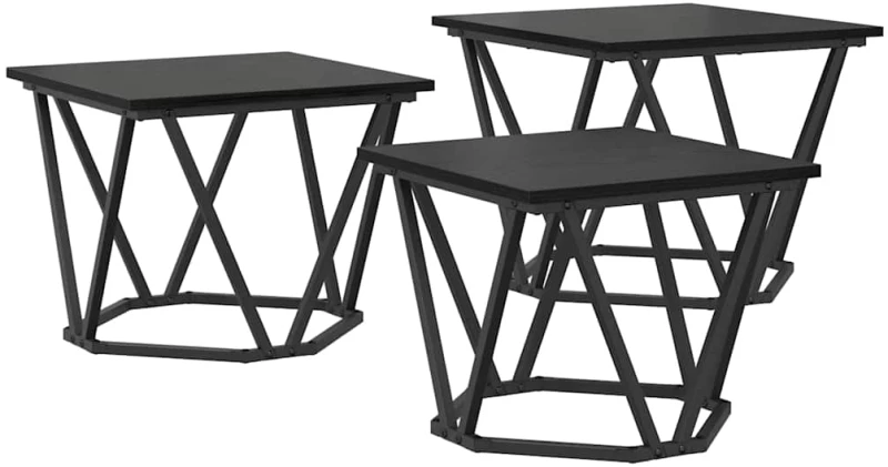 vidaXL Τραπεζάκι σαλονιού 3 pcs Μαύρη δρυς 50 x 50 x 40 cm
