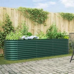 vidaXL Υπερυψωμένη Ζαρντινιέρα Πράσινο 320 x 80 x 81 cm Ατσάλι