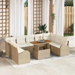 vidaXL Σετ Καναπέ Κήπου 10 pcs μπεζ και κρεμ 100 x 55 x 73 εκ