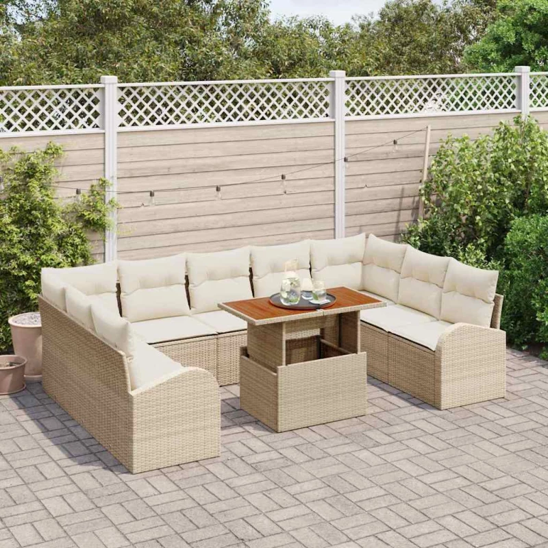vidaXL Σετ Καναπέ Κήπου 10 pcs μπεζ και κρεμ 100 x 55 x 73 εκ