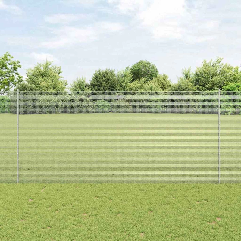 vidaXL Φράχτης με Στήλες. Ασημί 1.4 x 25 m Ατσάλι
