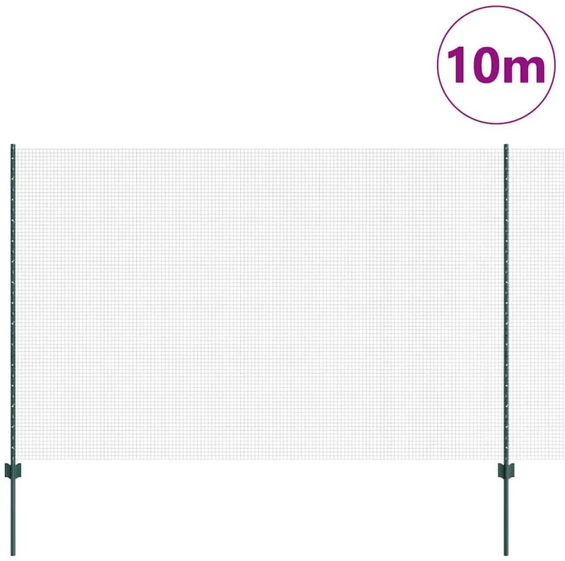vidaXL Φράχτης με Στήλες. Πράσινο 1.6 x 10 m Ατσάλι