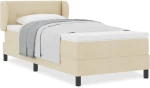 vidaXL Κρεβάτι box spring με στρώμα με στρώμα Κρεμ 100 x 200 cm ύφασμα