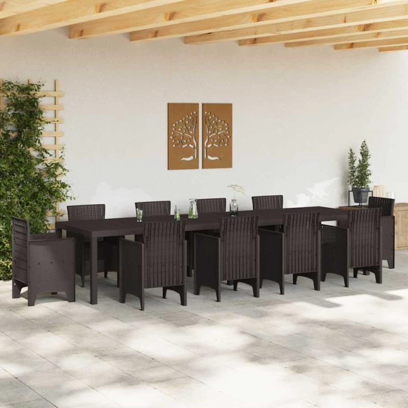 vidaXL Τραπέζι Κήπου Καφέ 350 x 100 x 73 εκ. συνθετικό ρατάν