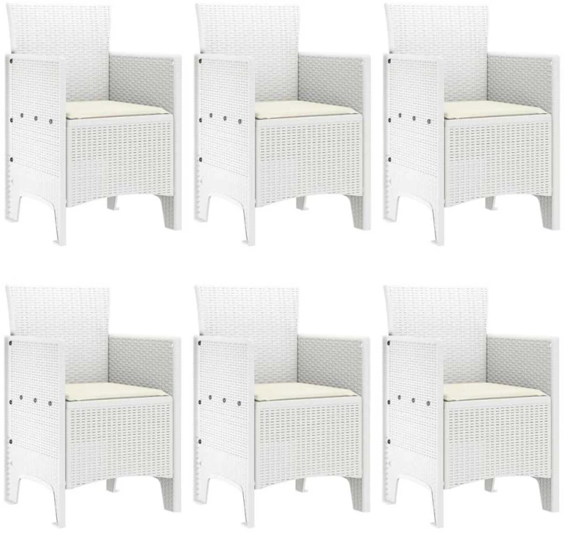 vidaXL Σέτ φαγητού για κήπο 7 pcs Λευκό Rattan Polt