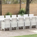 vidaXL Σέτ φαγητού για κήπο 17 pcs Λευκό Rattan Polt