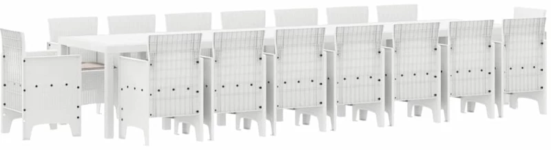 vidaXL Σέτ φαγητού για κήπο 17 pcs Λευκό Rattan Polt