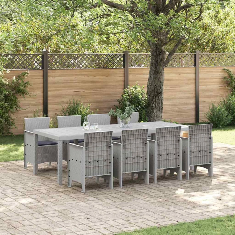 vidaXL Σέτ φαγητού για κήπο 9 pcs Λευκό Rattan Polt