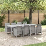 vidaXL Σέτ φαγητού για κήπο 9 pcs Λευκό Rattan Polt