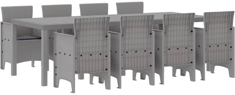 vidaXL Σέτ φαγητού για κήπο 9 pcs Λευκό Rattan Polt