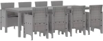 vidaXL Σέτ φαγητού για κήπο 9 pcs Λευκό Rattan Polt