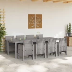 vidaXL Σέτ φαγητού για κήπο 9 pcs Λευκό Rattan Polt