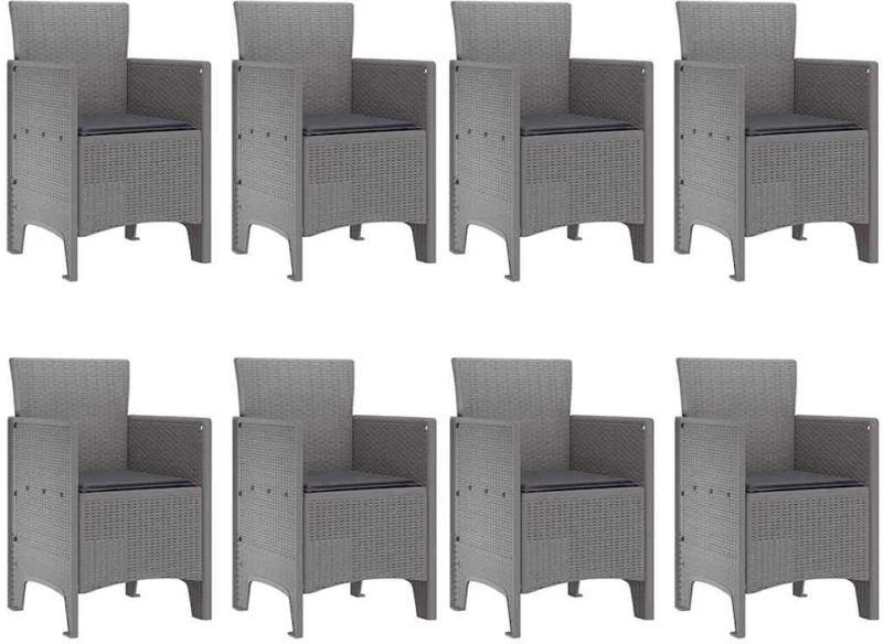 vidaXL Σέτ φαγητού για κήπο 9 pcs Λευκό Rattan Polt