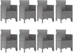 vidaXL Σέτ φαγητού για κήπο 9 pcs Λευκό Rattan Polt