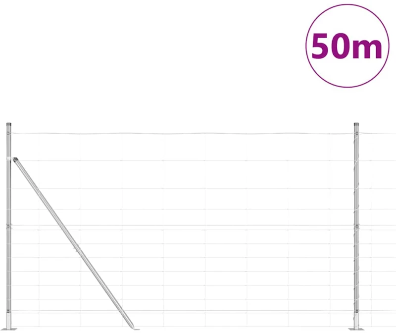vidaXL Περίφραξη αγρού Ασημί 50 x 1.4 μ Γαλβανισμένος χάλυβας