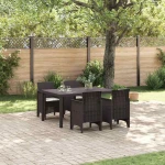 vidaXL Σέτ φαγητού για κήπο 5 pcs Καφέ Rattan Polt