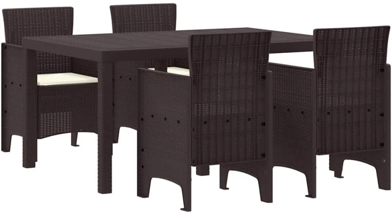 vidaXL Σέτ φαγητού για κήπο 5 pcs Καφέ Rattan Polt
