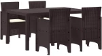 vidaXL Σέτ φαγητού για κήπο 5 pcs Καφέ Rattan Polt