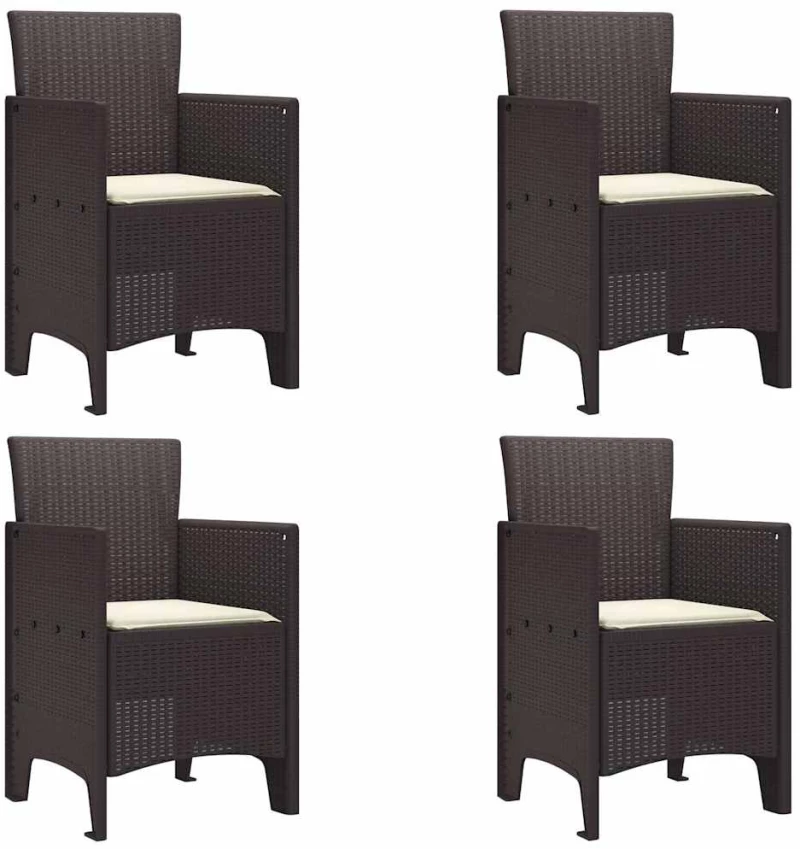 vidaXL Σέτ φαγητού για κήπο 5 pcs Καφέ Rattan Polt