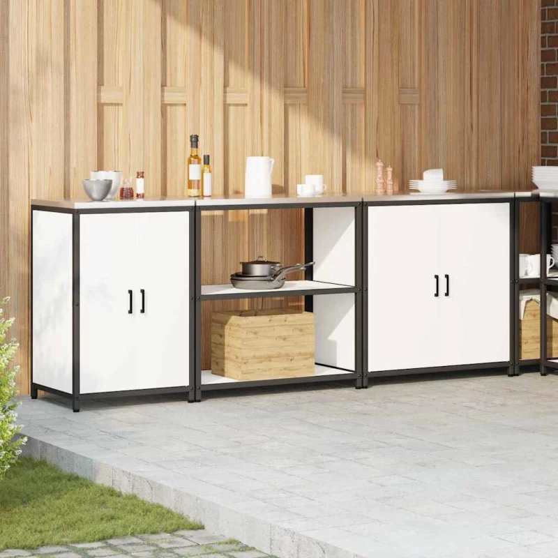 vidaXL Σετ Αποθήκευσης Κουζίνας με ράφι 3 pcs Λευκό 240 x 50 x 92 εκ