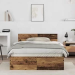 vidaXL Κρεβάτι με Κεφαλάρι Παλιό Ξύλο 120 x 190 cm Επεξεργασμένο ξύλο