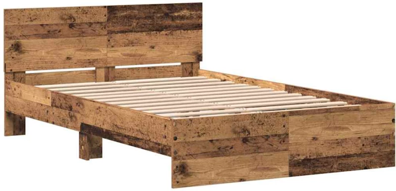vidaXL Κρεβάτι με Κεφαλάρι Παλιό Ξύλο 120 x 190 cm Επεξεργασμένο ξύλο