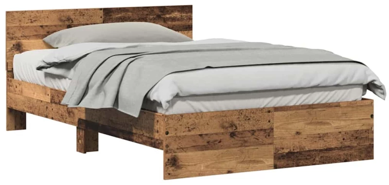 vidaXL Κρεβάτι με Κεφαλάρι Παλιό Ξύλο 120 x 190 cm Επεξεργασμένο ξύλο