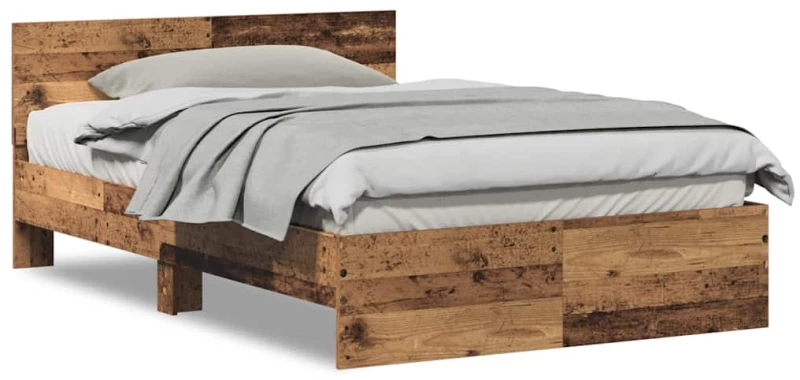vidaXL Κρεβάτι με Κεφαλάρι Παλιό Ξύλο 120 x 190 cm Επεξεργασμένο ξύλο