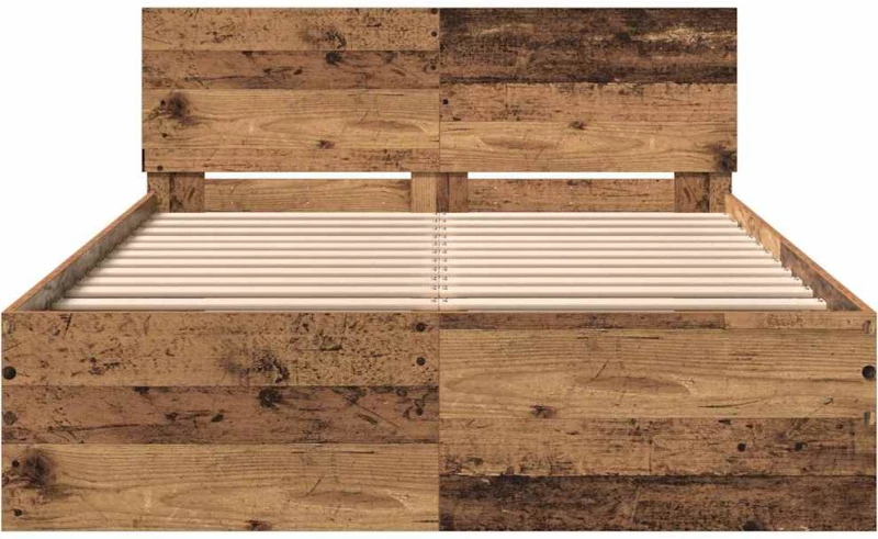 vidaXL Κρεβάτι με Κεφαλάρι Παλιό Ξύλο 120 x 190 cm Επεξεργασμένο ξύλο
