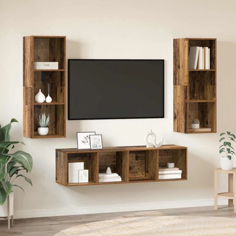 vidaXL Σετ επίπλου τηλεόρασης 3 pcs Παλαιό ξύλο 37 x 37 x 142.5 εκ