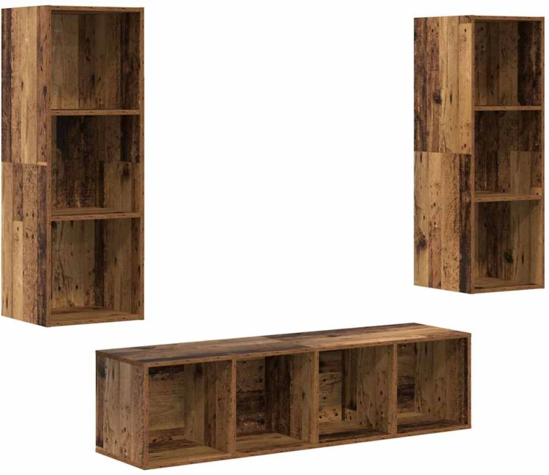 vidaXL Σετ επίπλου τηλεόρασης 3 pcs Παλαιό ξύλο 37 x 37 x 142.5 εκ