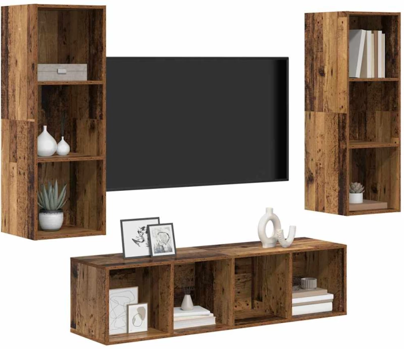 vidaXL Σετ επίπλου τηλεόρασης 3 pcs Παλαιό ξύλο 37 x 37 x 142.5 εκ