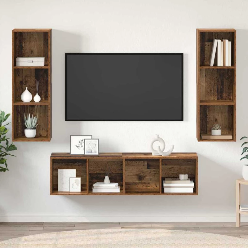 vidaXL Σετ επίπλου τηλεόρασης 3 pcs Παλαιό ξύλο 37 x 37 x 142.5 εκ