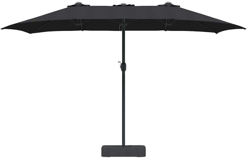 vidaXL Ομπρέλα Κήπου Μαύρο 385 x 209 x 244 εκατοστά ύφασμα