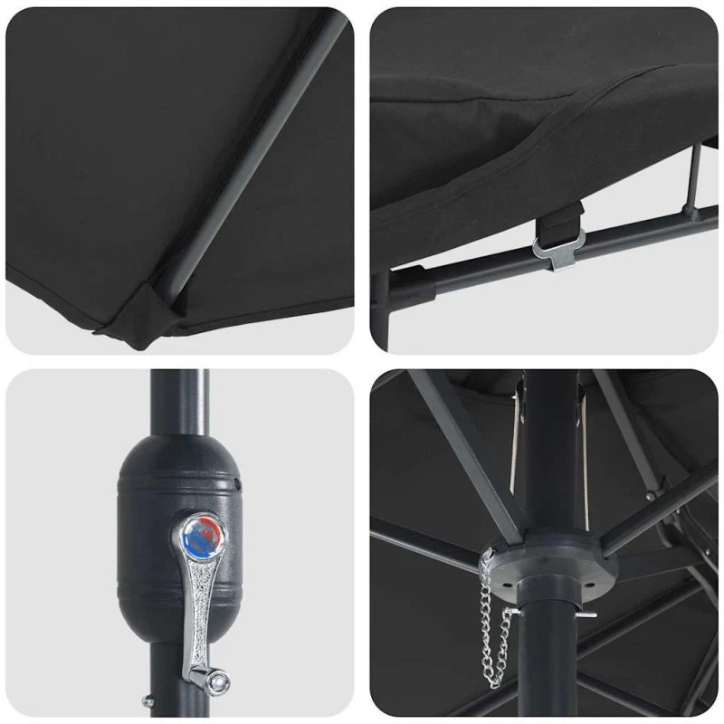 vidaXL Ομπρέλα Κήπου Μαύρο 385 x 209 x 244 εκατοστά ύφασμα
