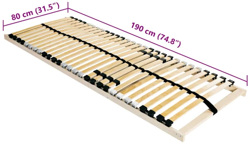 vidaXL Βάση κρεβατιού με λάμες Καφέ 80 x 190 cm Στερεό Ξύλο Μηλιάς