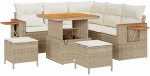 vidaXL Σετ Καναπέ Κήπου με μαξιλάρι 8 pcs Μπεζ Πολυ ράταν