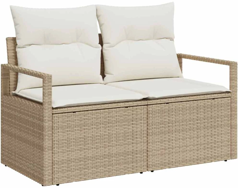 vidaXL Σετ Καναπέ Κήπου με μαξιλάρι 5 pcs Μπεζ Πολυ ράταν