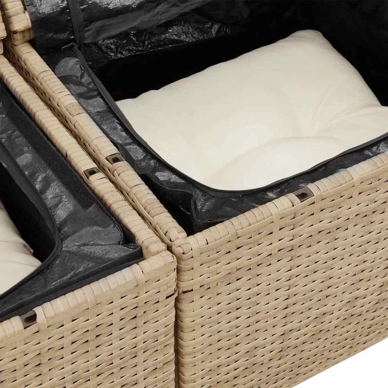 vidaXL Σετ Καναπέ Κήπου με μαξιλάρι 5 pcs Μπεζ Πολυ ράταν